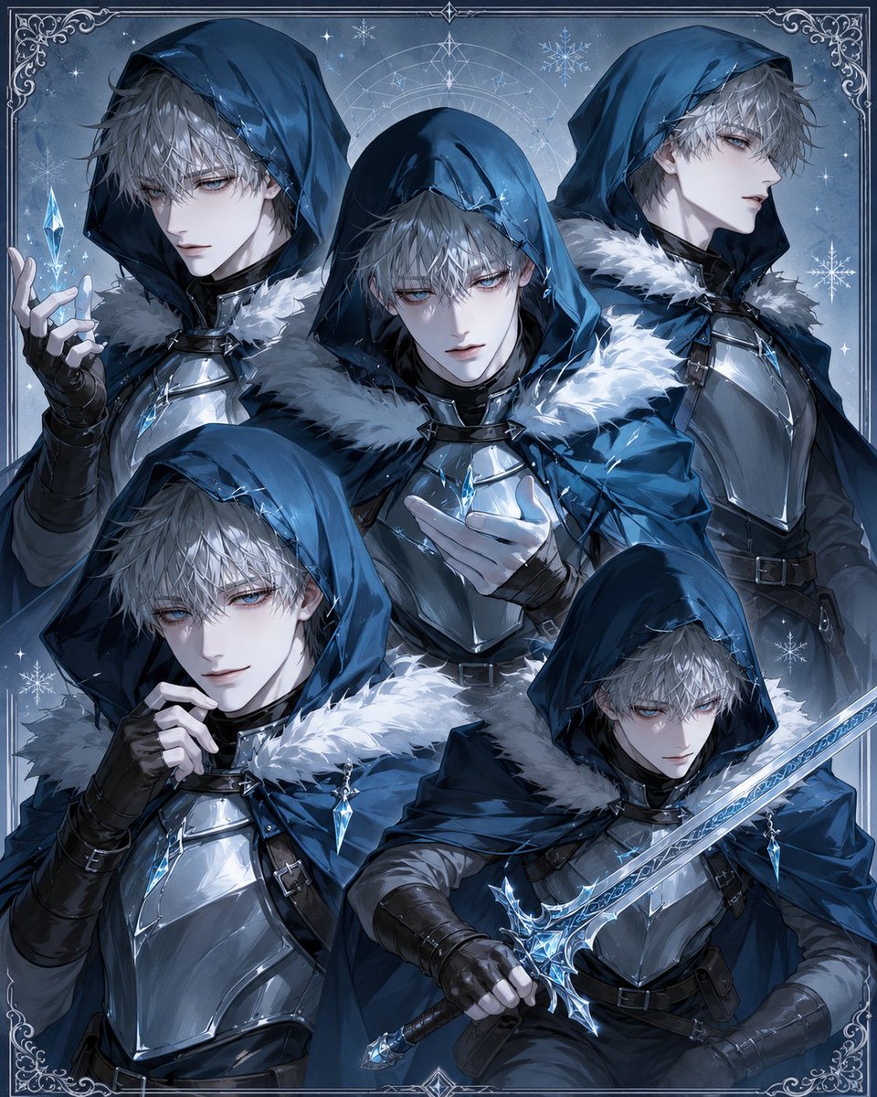 Hooded Ice Knight Pose Collage