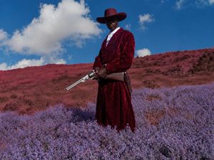 Surreal Crimson Cowboy Portrait