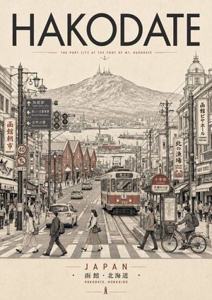 Vintage Hakodate Travel Poster