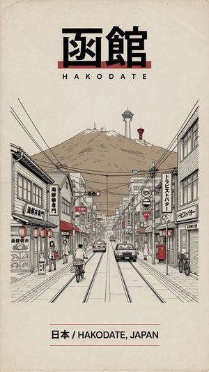 Vintage Hakodate Travel Poster