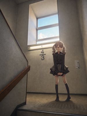 Anime Girl Stairwell Composite