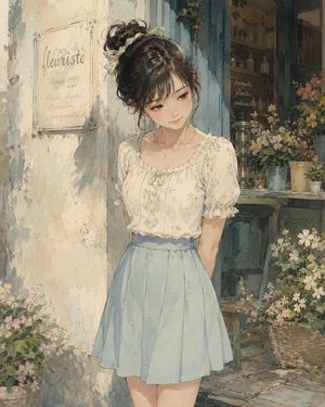 Watercolor Flower Shop Portrait