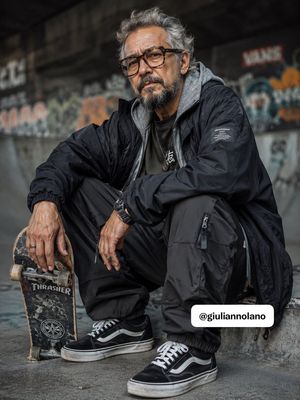Elderly Skater Street Portrait