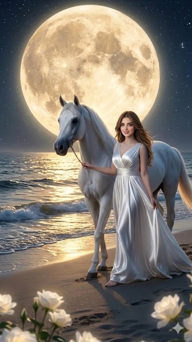 Sample output image for Dreamy Moonlit Beach Horse Walk