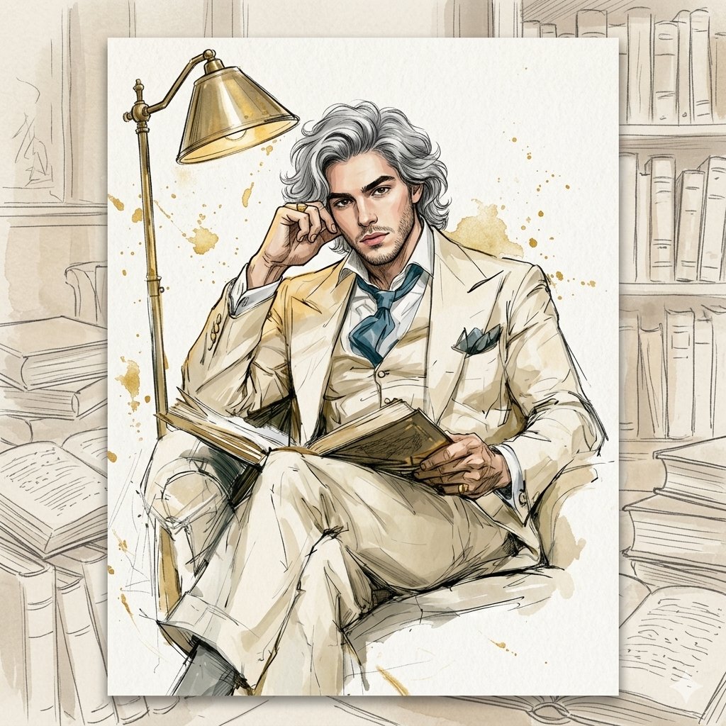 Sample output image for Ink and Watercolor Library Illustration