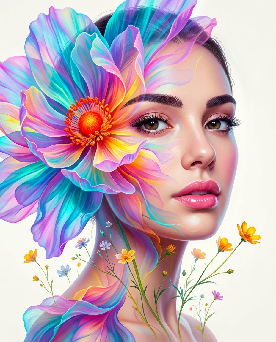 Sample output image for Surreal Double-Exposure Floral Portrait