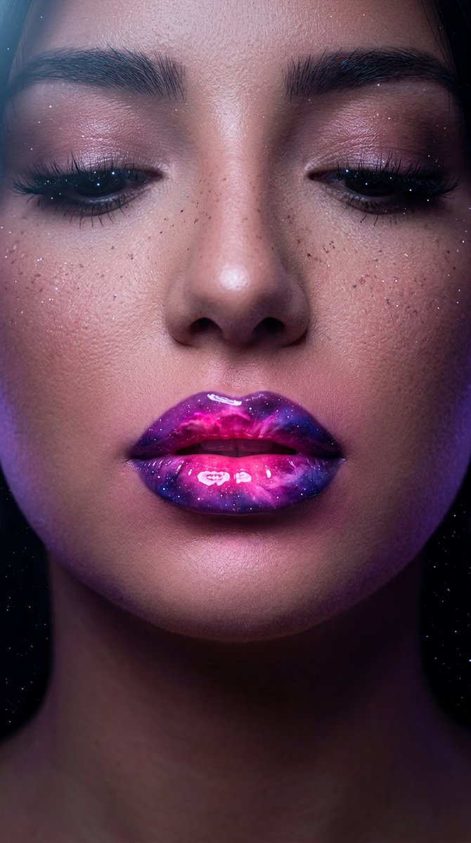 Sample output image for Cosmic Nebula Lipstick Beauty Campaign