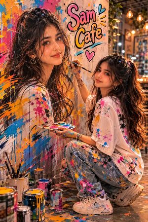 Surreal Cafe Mural Painting Portrait