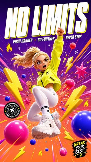 3D Cartoon Sports Poster