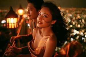 Rooftop Nightlife Couple