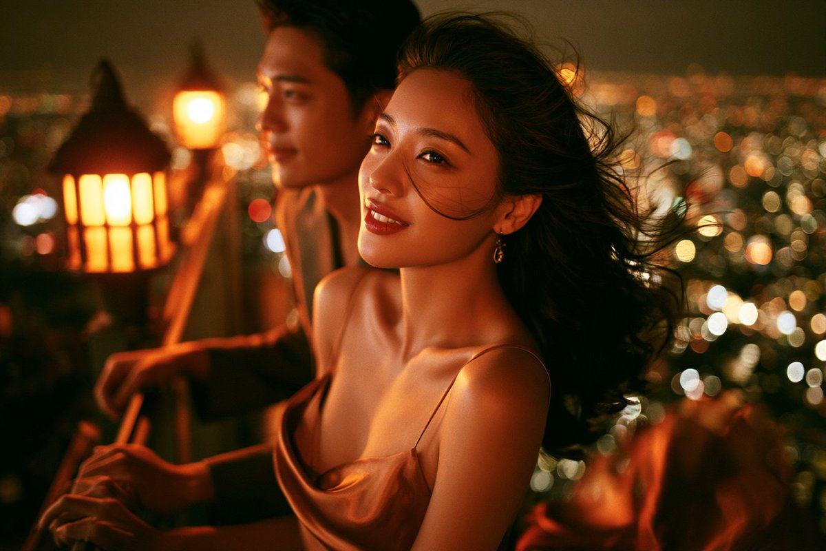 Rooftop Nightlife Couple