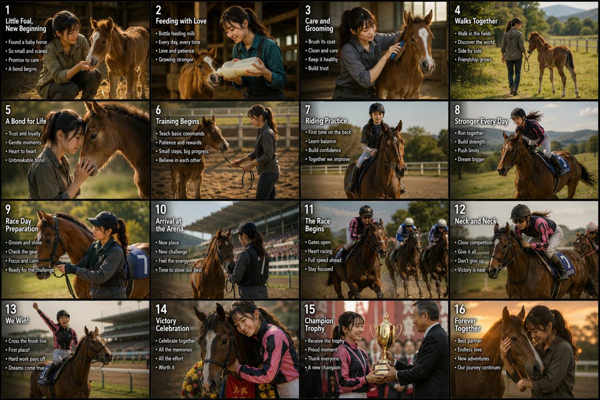 16-Panel Horse Racing Storyboard