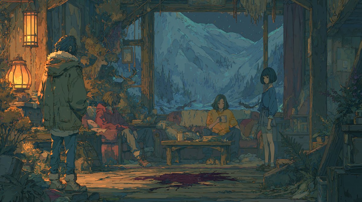 Mysterious Mountain Lodge Anime Scene