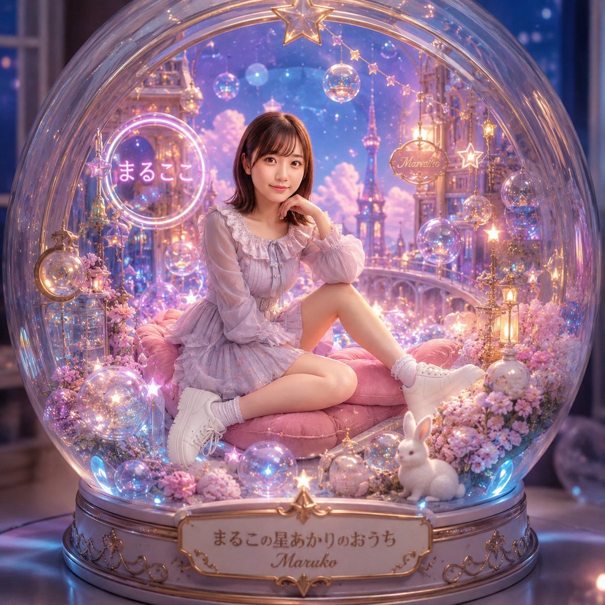 Kawaii Fantasy Snow Globe Portrait