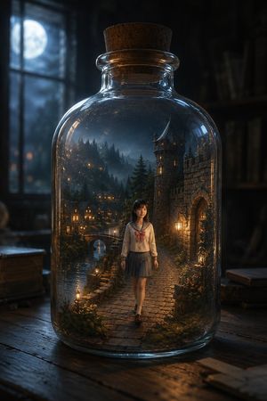 Fantasy World in a Glass Bottle