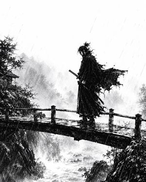 Rainstorm Ronin Bridge Scene