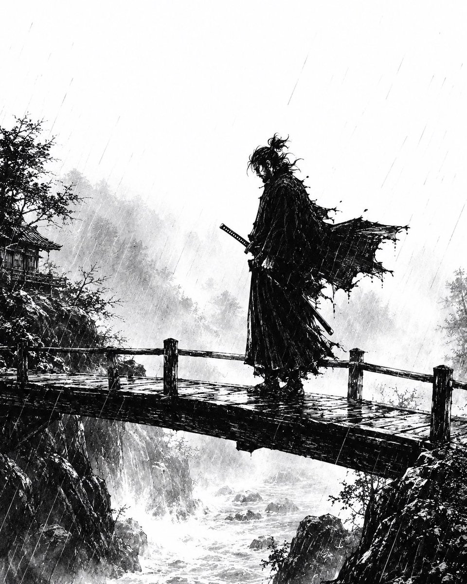 Rainstorm Ronin Bridge Scene