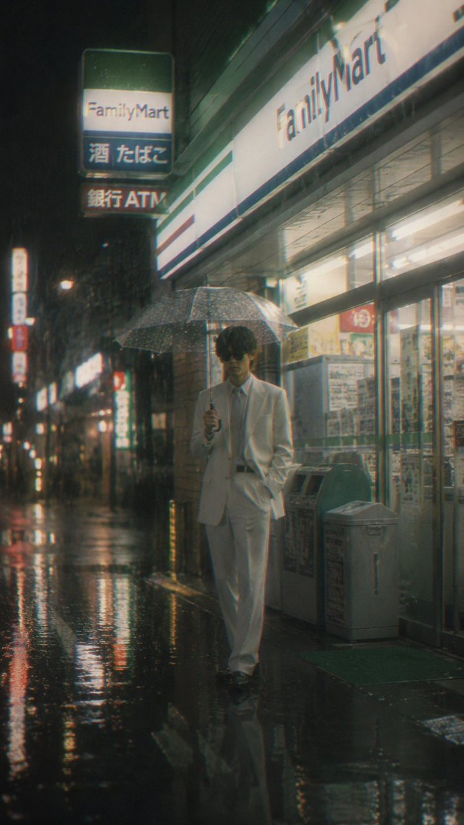 Rainy FamilyMart Noir Portrait