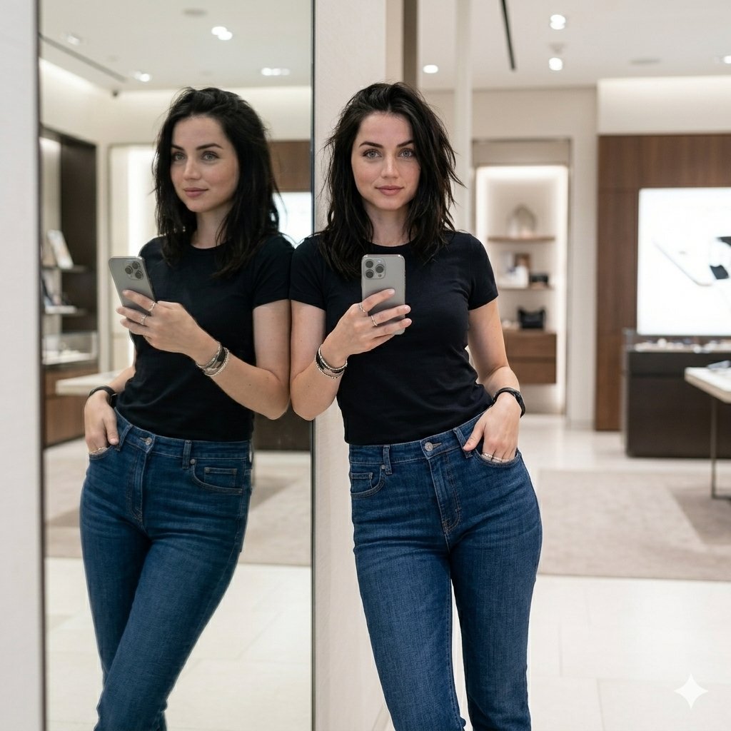 Sample output image for Showroom Mirror Selfie Fashion Portrait
