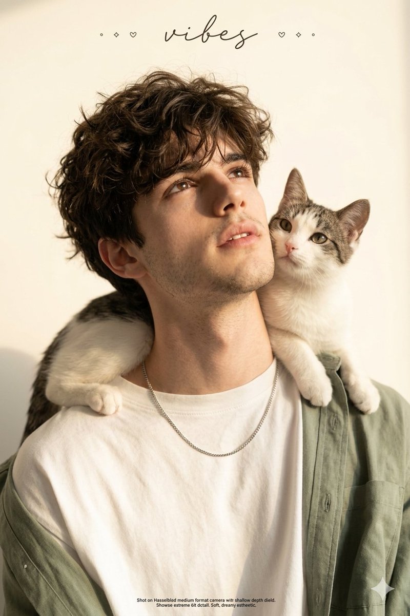 Sample output image for Dreamy Korean Aesthetic Cat Portrait