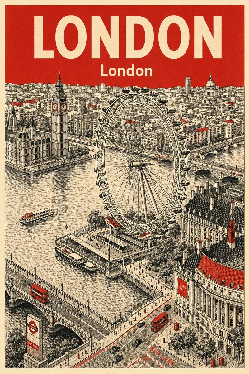 Vintage Travel Poster Illustration