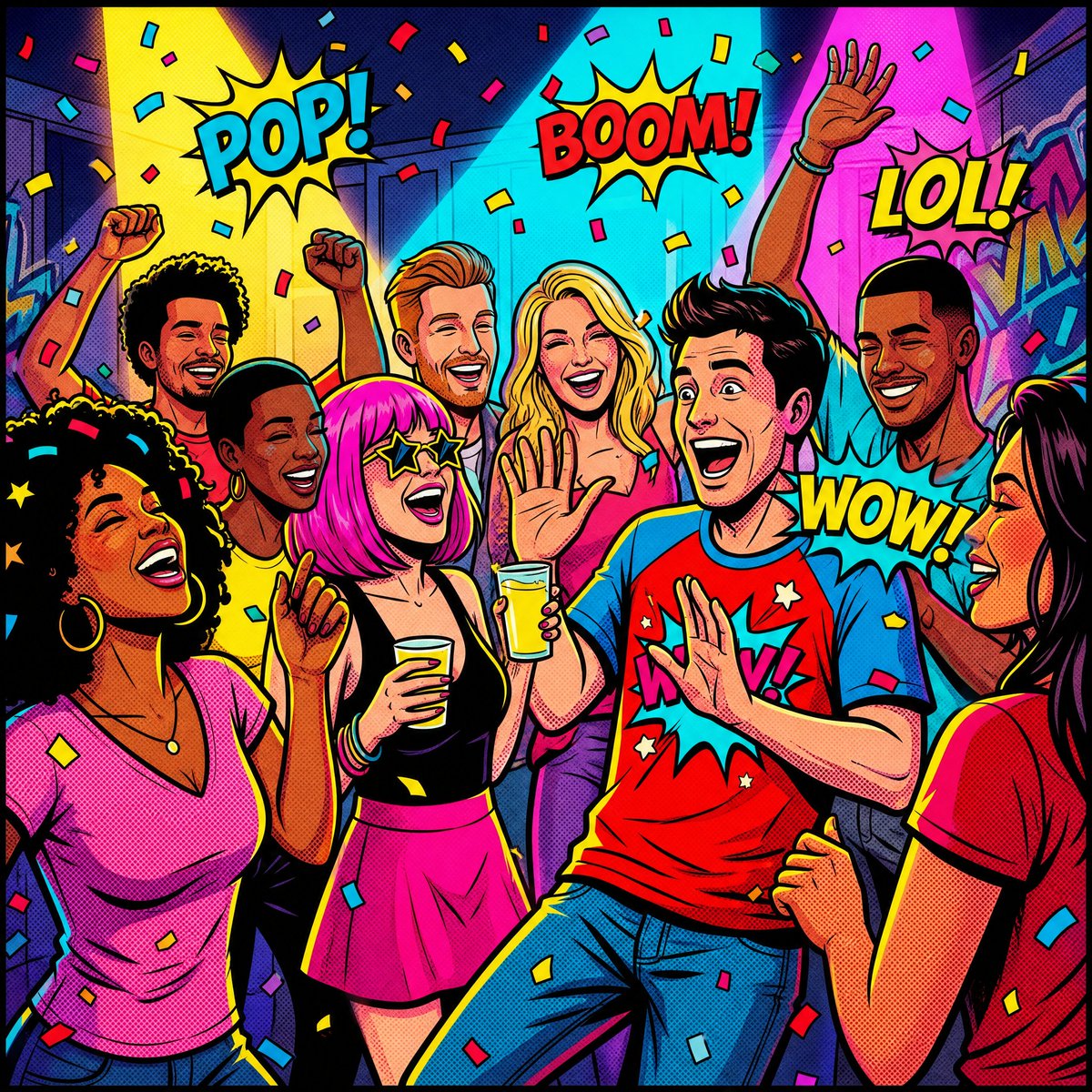 Vibrant Party Pop Art Illustration