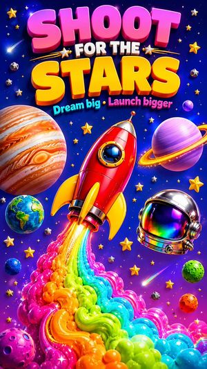 3D Retro Futurism Space Poster