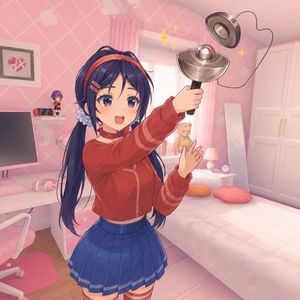 Anime Girl Spinning Top Mishap