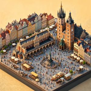Isometric Krakow Market Square Diorama