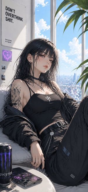 Goth Girl by City Window