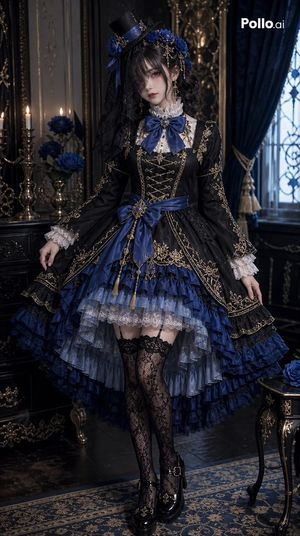 Blue Gothic Lolita Victorian Portrait
