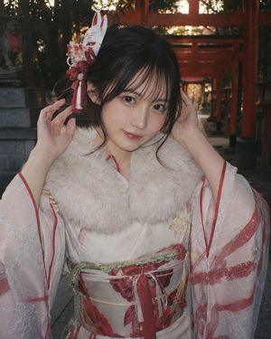 Censored Shrine Kimono Portrait
