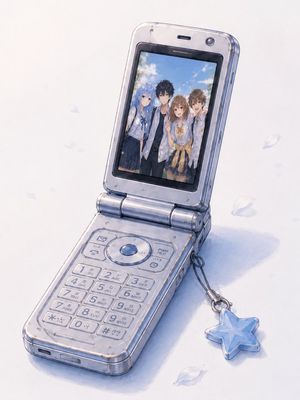 Group Photo Inside Retro Flip Phone