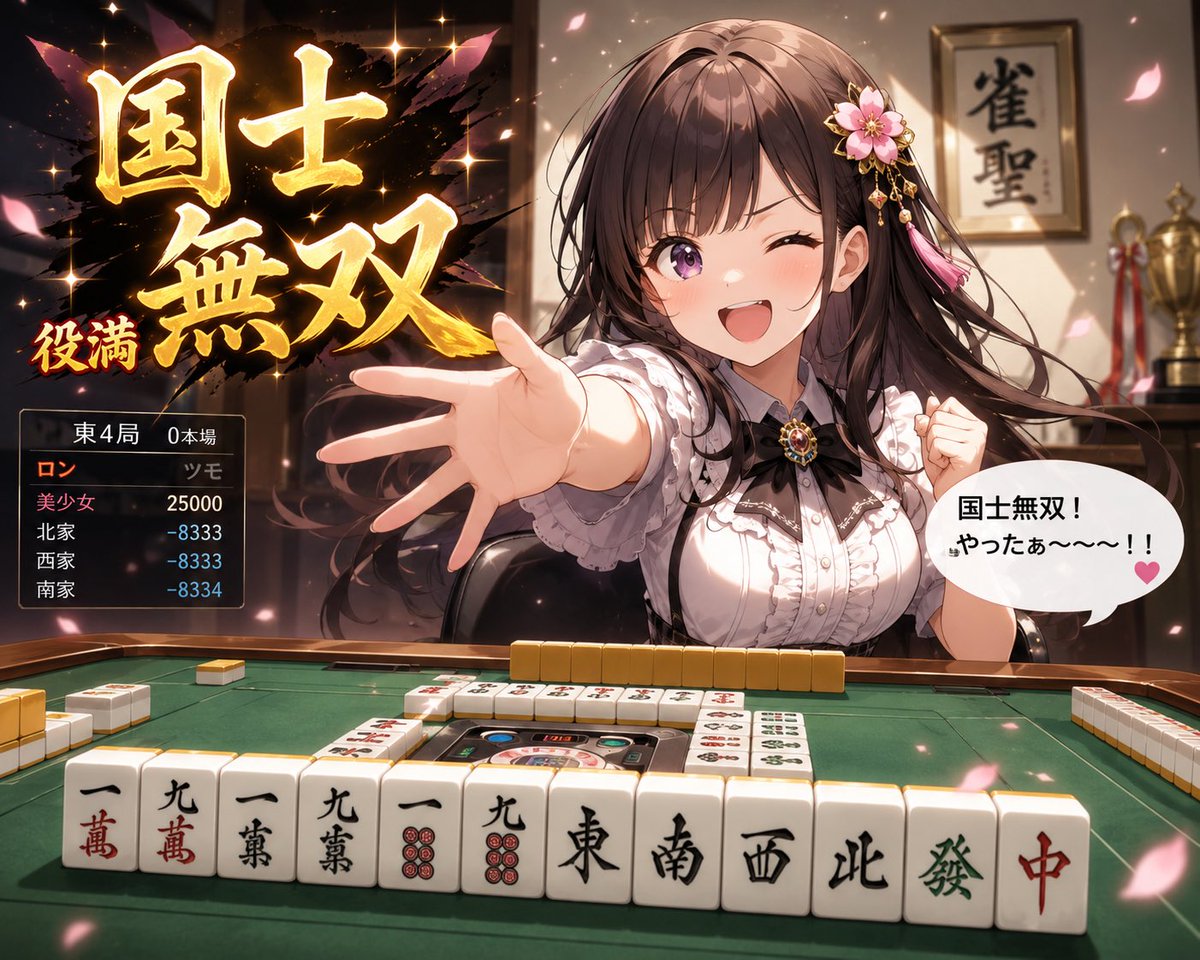 Anime Mahjong Yakuman Victory Scene
