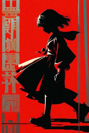 Red Anime Silhouette Poster