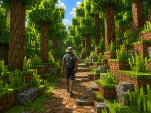 Real Hiker in Minecraft Forest