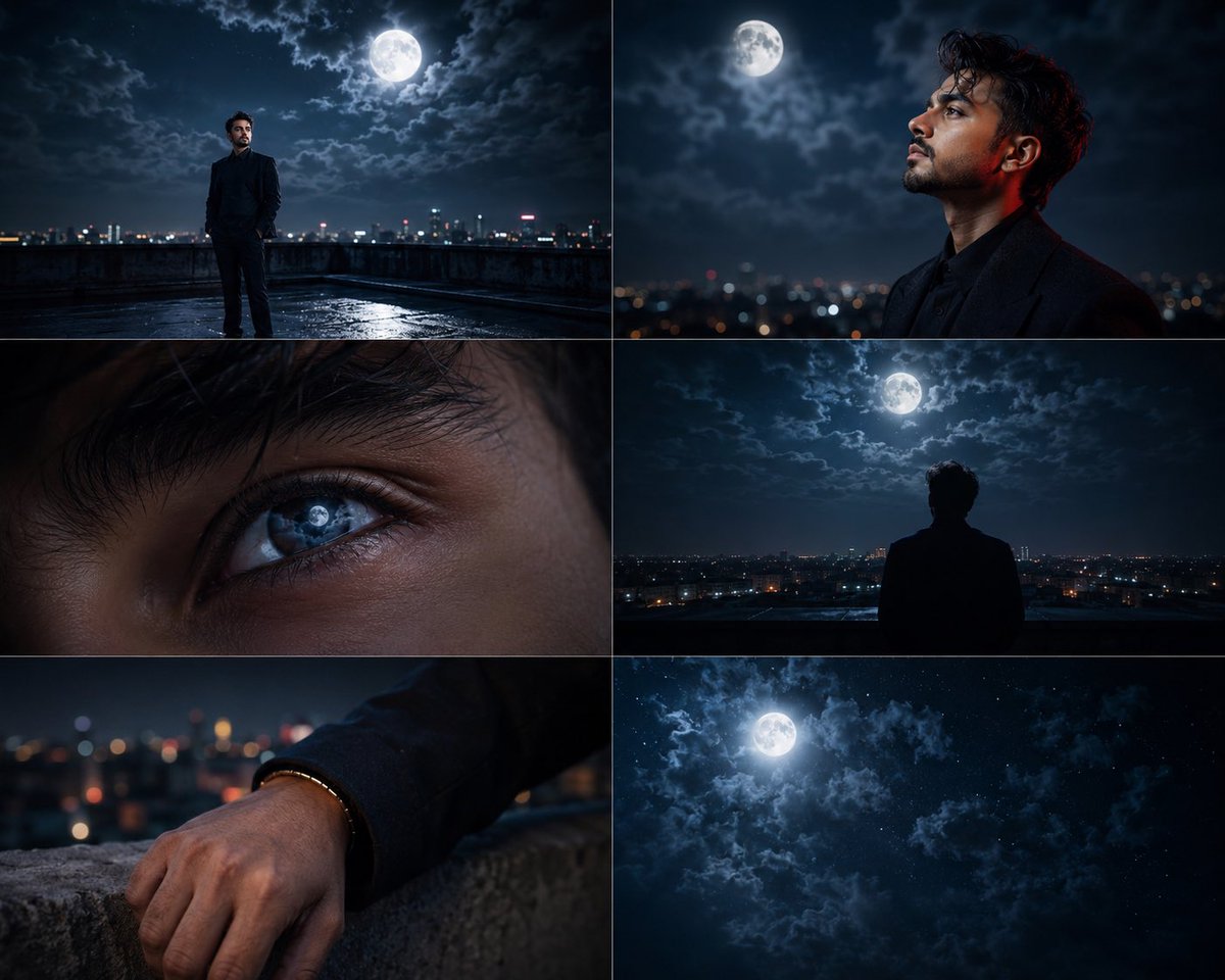 YouTube Thumbnail - Cinematic Moonlight Rooftop Portrait Collage - Image 2