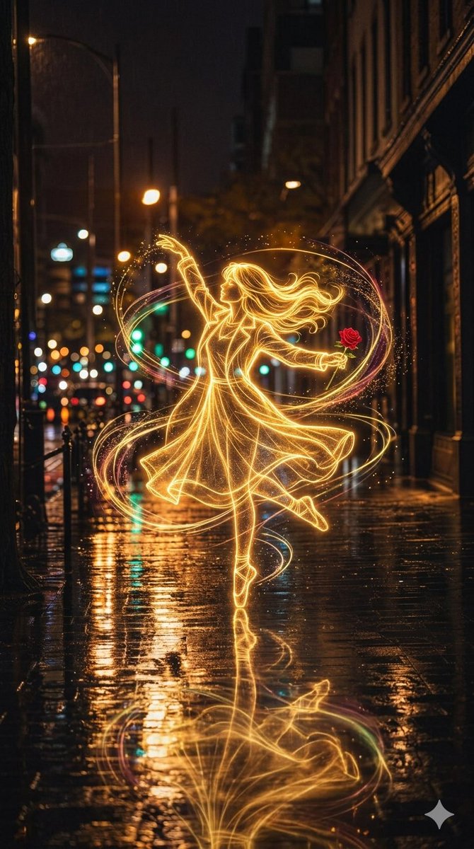 Sample output image for Ballerina Golden Energy Rain Illustration