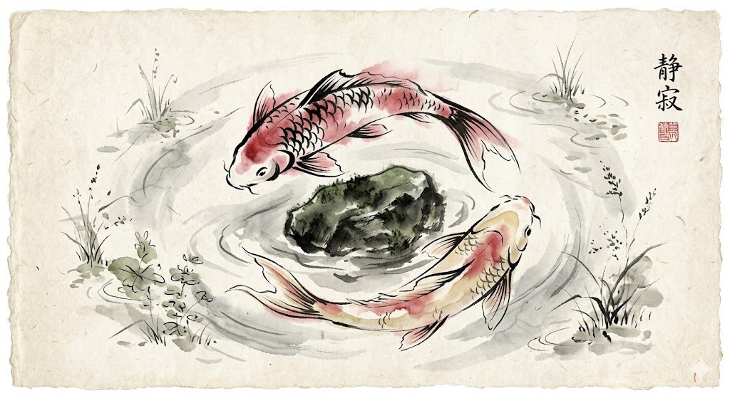 Sample output image for Sumi-e Style Koi Painting