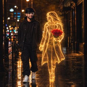 Glowing Hologram Night Scene