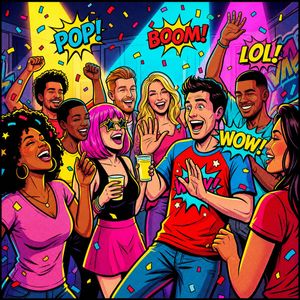Vibrant Pop Art Party Scene