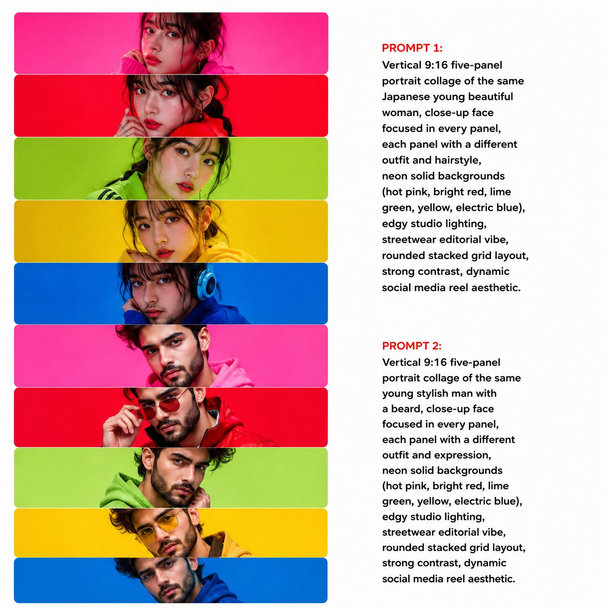 Multi-Panel Neon Fashion Collage