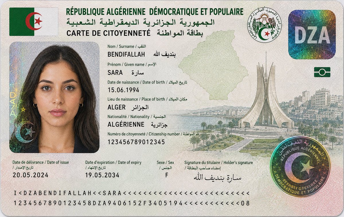 Algerian Identity Card Mockup example 2