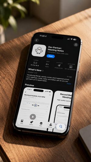 iPhone App Store Mockup on Desk