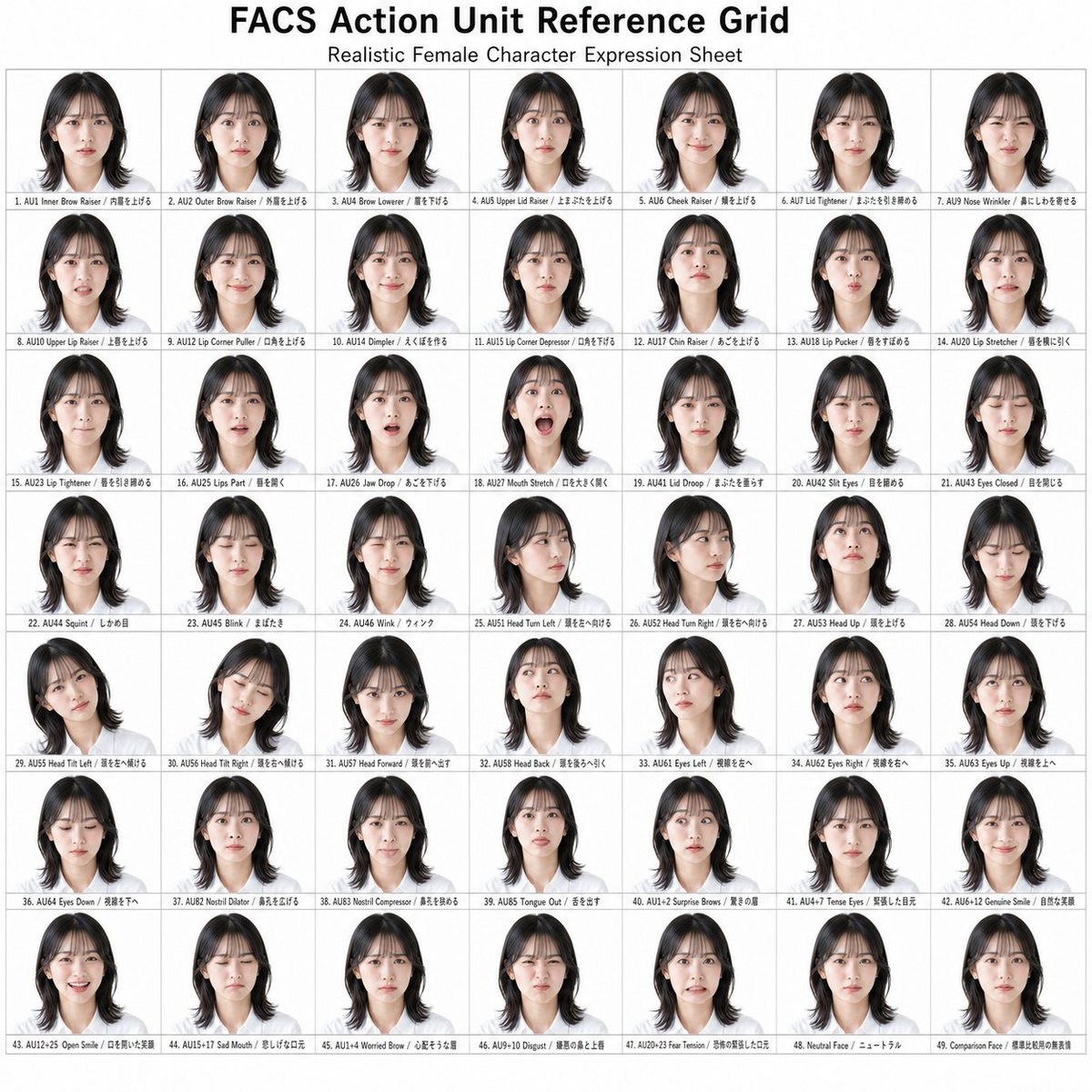 FACS Action Unit Reference Grid