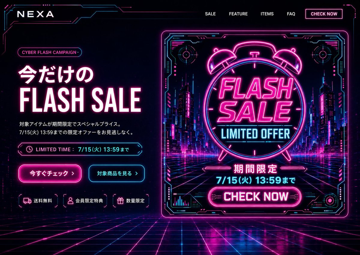 Cyberpunk Flash Sale Landing Hero