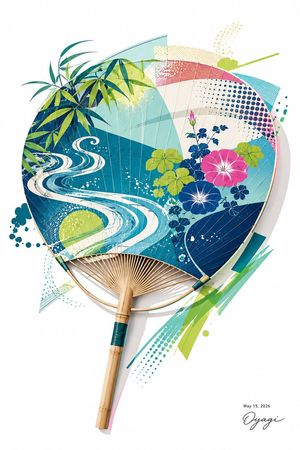 Stylish Japanese Summer Fan Illustration