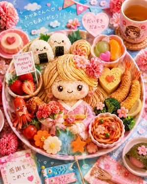 Kawaii Mother's Day Bento Food Art