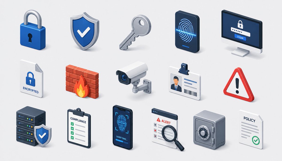 Isometric Security Icon Grid