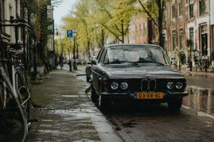 Rainy Dutch Street Vintage BMW